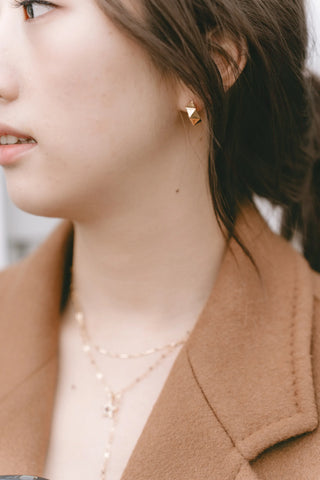 Geometric Rhombus 18K Gold Stud Earrings GE-20@