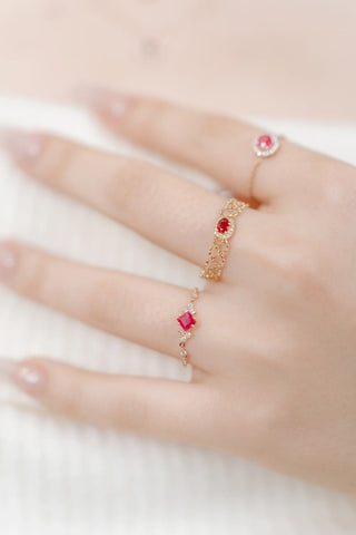 Princess-Cut Ruby Slider Ring  | 18K Rose Gold GR-14@