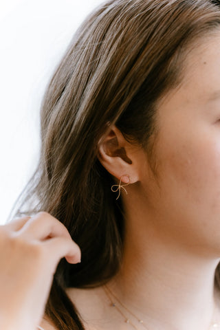 Ribbon Bow Stud Earrings ge-30@