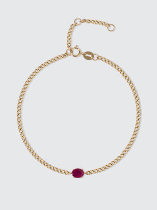 Ruby Curb Chain Bracelet | 18K Yellow Gold