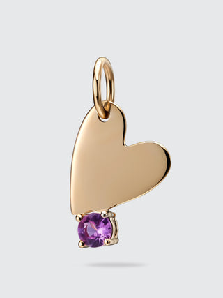 Pink Sapphire Heart Charm | 18K Yellow Gold