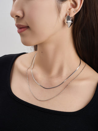 Faceted Shield Hoops | 18K White Gold