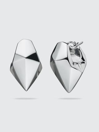 Faceted Shield Hoops | 18K White Gold