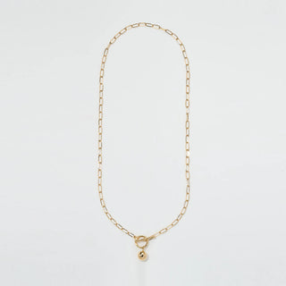 Paperclip Chain Charm Necklace | 18K Yellow Gold
