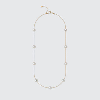 9- Station Japanese Akoya Peal Necklace | 18K Yellow Gold