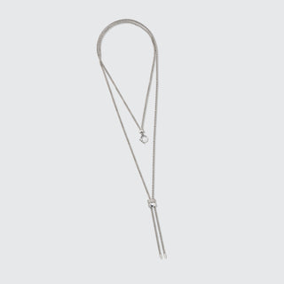 Adjustable Diamond Slider Charm Necklace | 18K White Gold