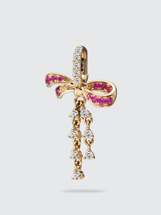 Ruby & Diamond Bow Knot Charm | 18K Yellow Gold