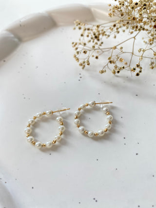 Akoya Pearl Hoop Earrings | 18K Yellow Gold