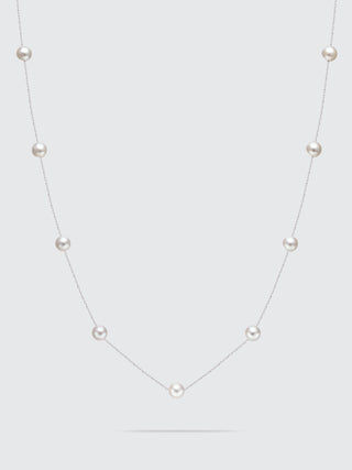 9- Station Japanese Akoya Blue Rose Peal Necklace | 18K White Gold