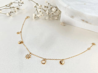 Sun, Moon & Star Diamond 18K Gold Bracelet