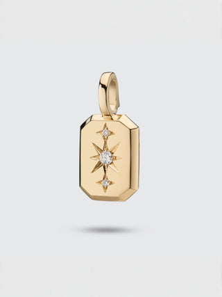 Gold Diamond North Star Tag Pendant | 18K Yellow Gold