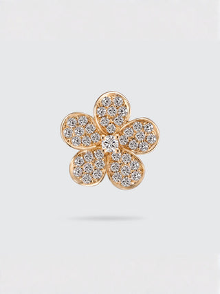 Pavé Diamond Botanical Charm Pendant | 18K Yellow Gold