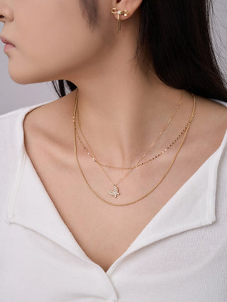 Pavé Diamond Butterfly Pendant Necklace | 18K Yellow Gold