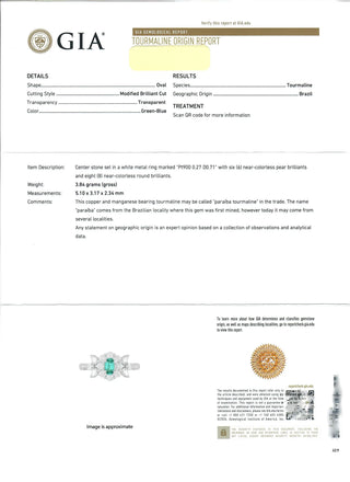 Brazil Paraiba Tourmaline & Diamond Ring with GIA | Platinum 900