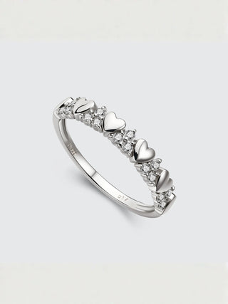 Diamond & Heart Station Stackable Ring | PT900 Platinum